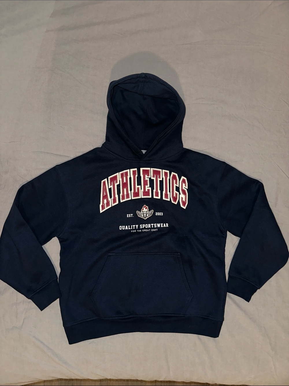 85% Organic Cotton ATHLETICS Navy Hoodie Sweatshirt - Quality Sportswear